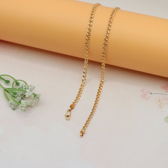 "Shiny Rose Gold Curb Chain Necklace with Sleek Polished Finish , XPNL0175 - Picture 11 of 12